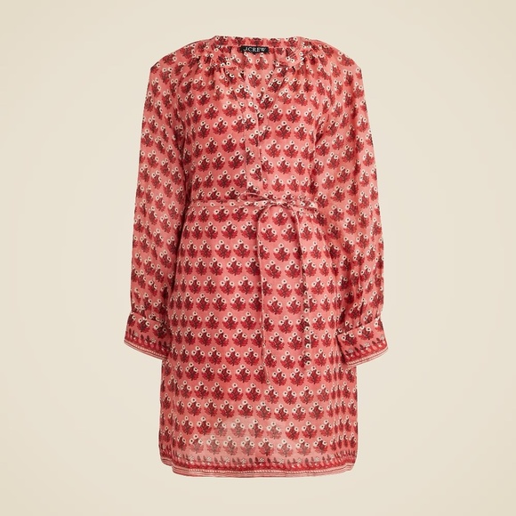 NWT!! J. CREW Cabana Mini Dress Block Print Ramie Coral Multi Cover Up Size 2X - Picture 12 of 16